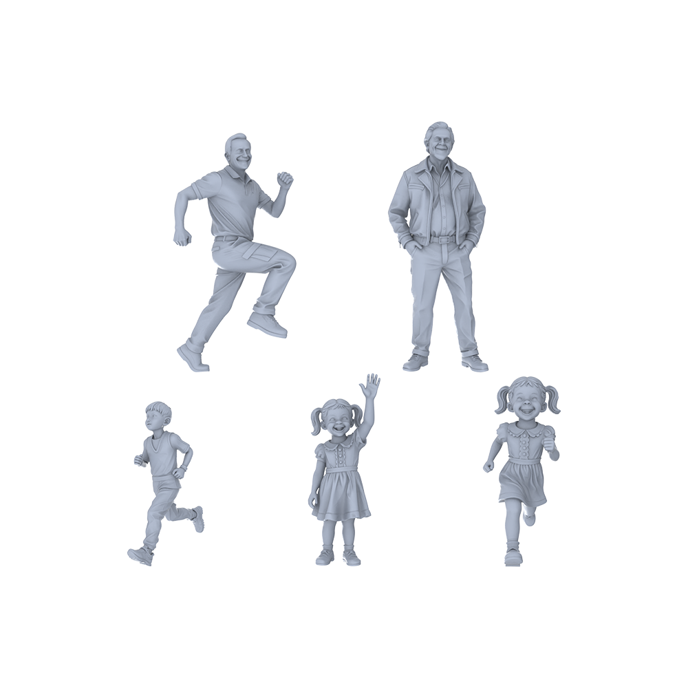 Yao's Studio LYTR217  Unpainted Miniature 5-Piece Set - Family Playtime Scene Models for Realistic Dioramas Miniatures Diorama Resin Figures 3D Printed Resin Model Kit by SSMODEL