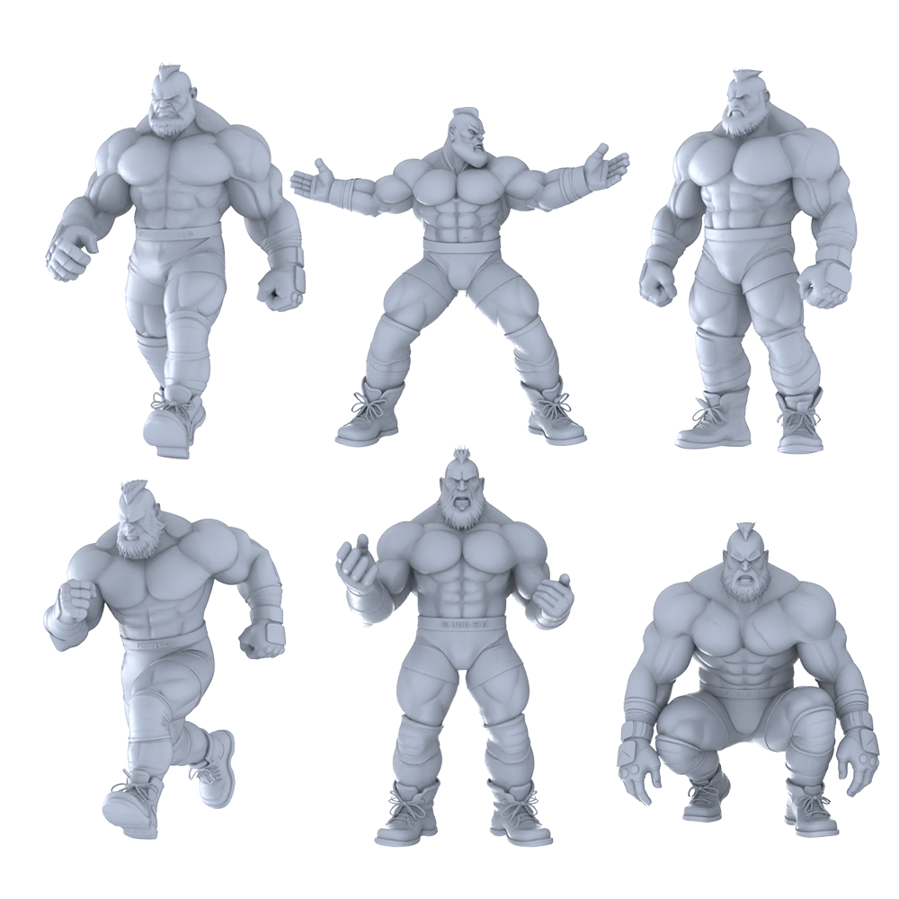 MRY-SFW LYGR468 Modern Strong Muscular Men Six-Person Daily Routine 3D Printed Resin Model Kit by SSMODEL