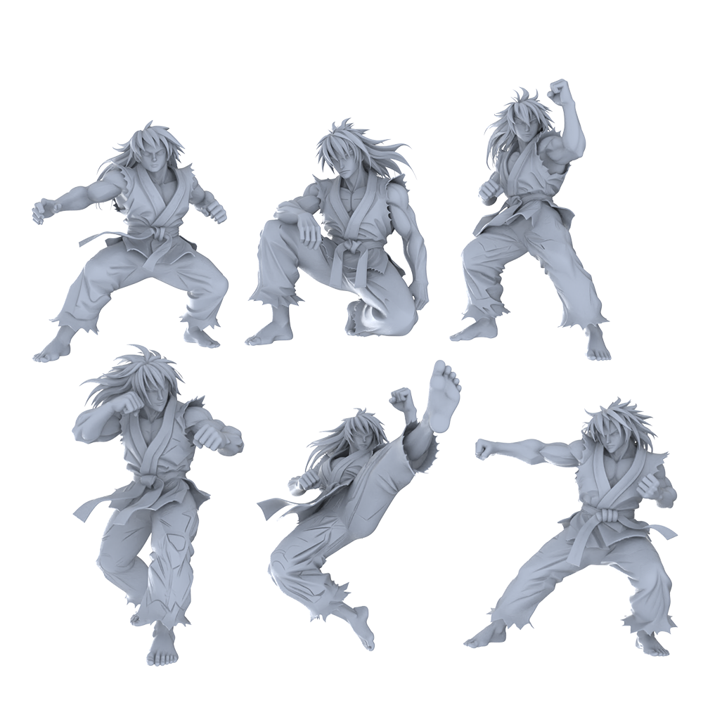 MRY-SFW LYGR460 Modern Kung Fu Muscular Men Six-Person Battle Move 3D Printed Resin Model Kit by SSMODEL