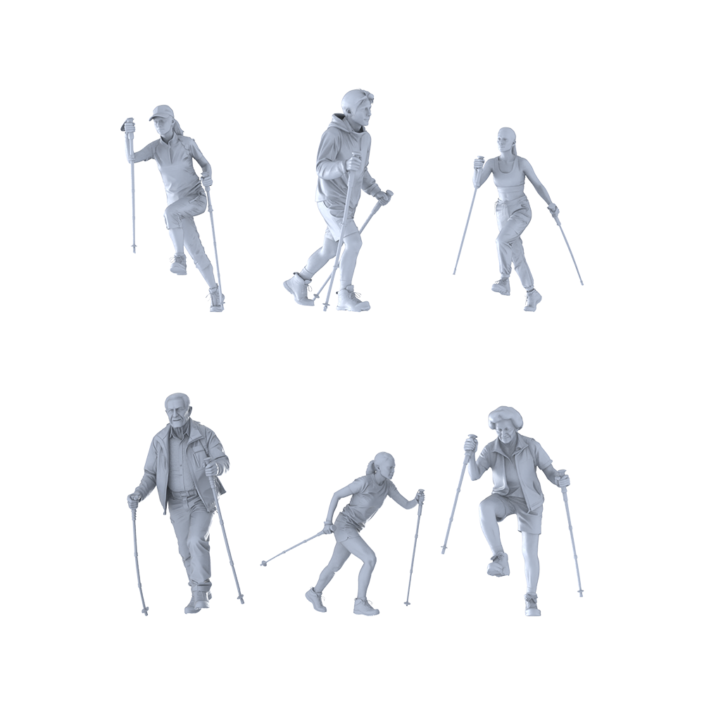 MRY-SFW LYTR667 Modern Outdoor Hiking Mountaineering Style Multi-Character Multi-Pose Six-Person Set Miniature Car Diorama Figures Scene Props Accessories Resin 3D Printed Resin Model Kit by SSMODEL