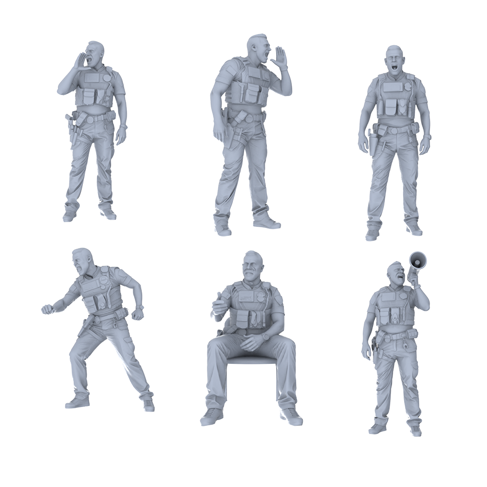 MRY-SFW LYGR568 Modern US Police Six-Person Negotiation Group 3D Printed Resin Model Kit by SSMODEL