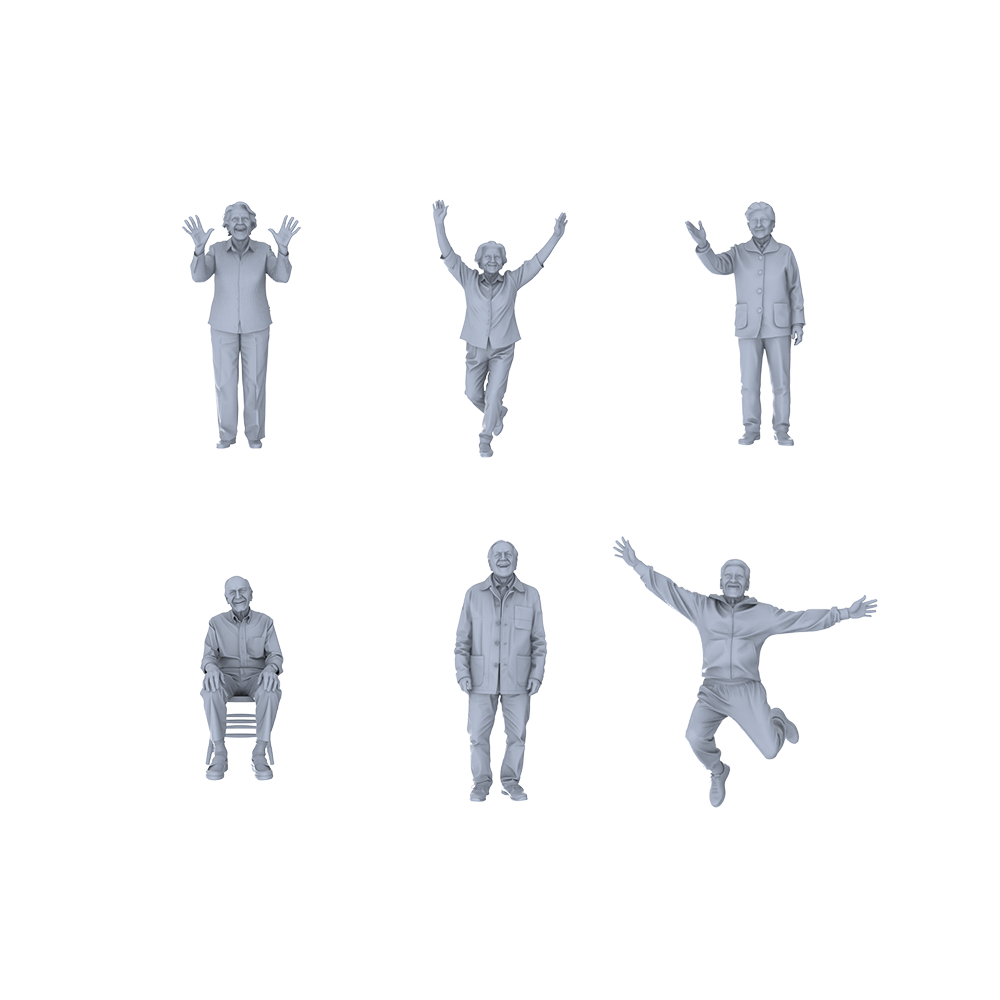 Yao's Studio LYTR188 Joyful Elderly Figures Resin Miniature Model 6-Figure Set, Unpainted Happy Elderly Figures, DIY Painting Scene Decoration Miniatures Diorama Resin Figures 3D Printed Resin Model Kit by SSMODEL