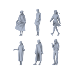 MRY-SFW LYTR654 Modern Gentle Daily Style Young Female Multi-Pose Six-Person Set Miniature Car Diorama Figures Scene Props Accessories Resin 3D Printed Resin Model Kit by SSMODEL
