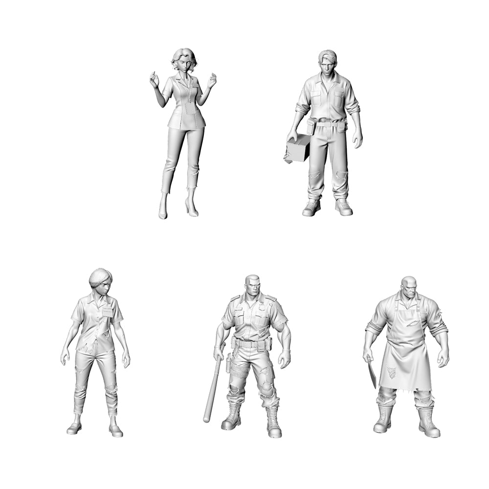 MRY-SFW LYGR323 3D Printed Post-Apocalyptic Supermarket Clerk Survivors Set Wargame Miniatures 3D Printed Resin Model Kit by SSMODEL