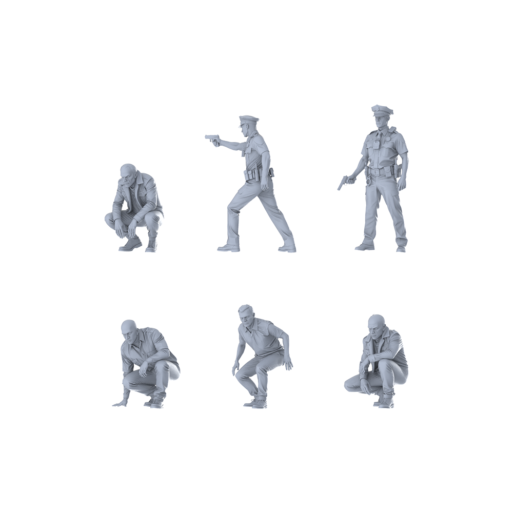 MRY-SFW LYGR384 Modern Urban Armed Youth Six-Person Escape 3D Printed Resin Model Kit by SSMODEL