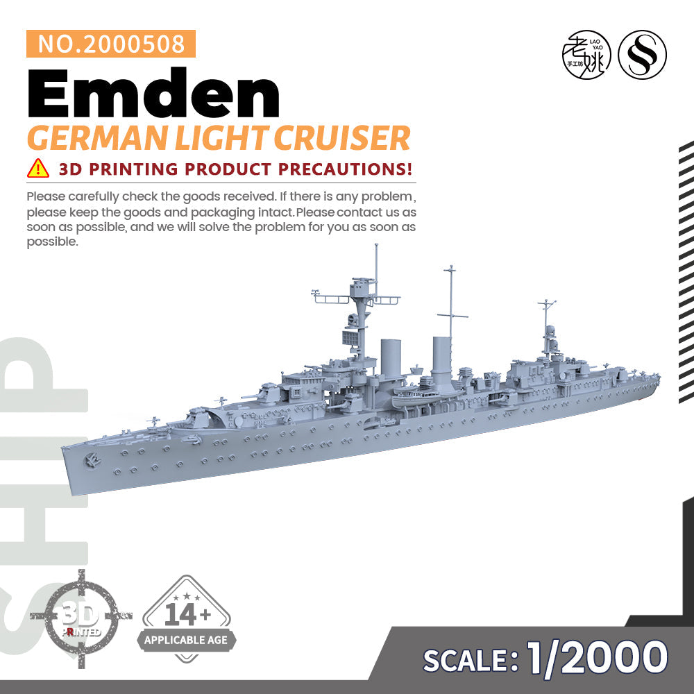 SSMODEL 508 Military Warship Model Kit German Navy Emden Light Cruiser — detail view 4