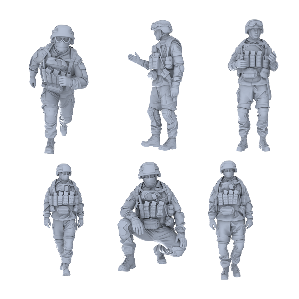 MRY-SFW LYGR572 Modern Military Six-Person Daily Routine 3D Printed Resin Model Kit by SSMODEL