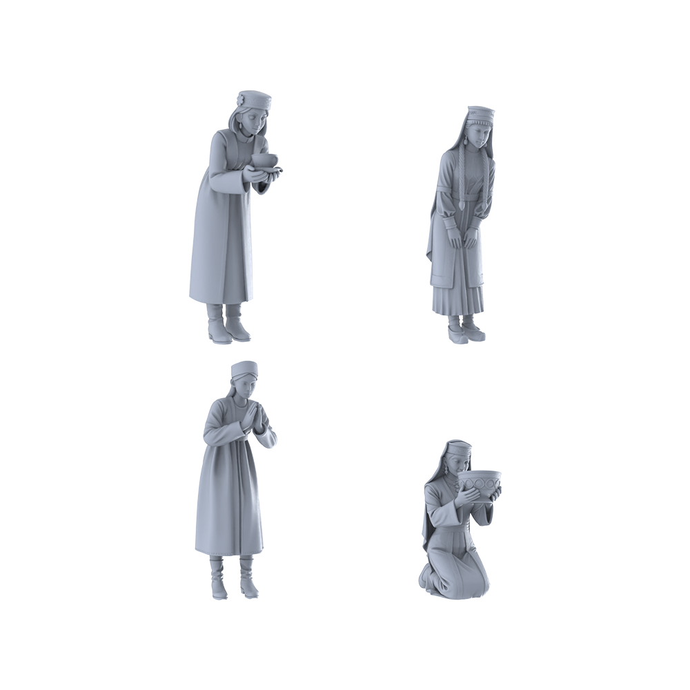 Yao's Studio LYTR264 Ritual Women Quartet Resin Miniature Model 4-Figure Set, Unpainted Traditional Ceremony Figures, DIY Painting Scene Decoration Miniatures Diorama Resin Figures 3D Printed Resin Model Kit by SSMODEL