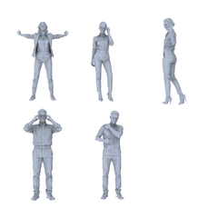 MRY-SFW LYTR703 Modern Figure Office Staff Daily Pose 5 pcs Miniature Car Diorama Figures Scene Props Accessories Resin 3D Printed Resin Model Kit by SSMODEL