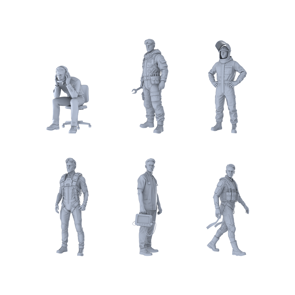 MRY-SFW LYTR439 Tech Vanguard Hexad 6-Figure Set,  Sci-Fi Occupation, DIY Paintingation Miniature Car Diorama Figures Scene Props Accessories Resin 3D Printed Resin Model Kit by SSMODEL