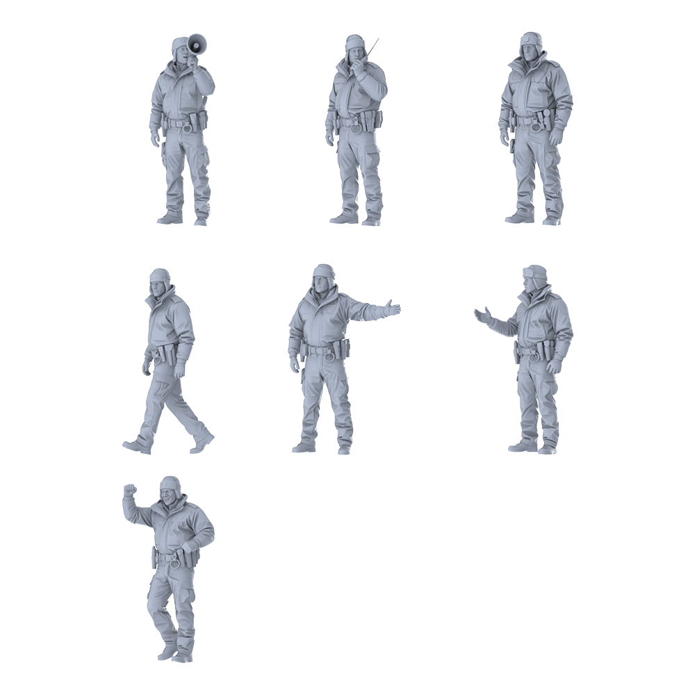 MRY-SFW LYGR396 Modern Alaska State Police Seven-Person Daily Routine 3D Printed Resin Model Kit by SSMODEL