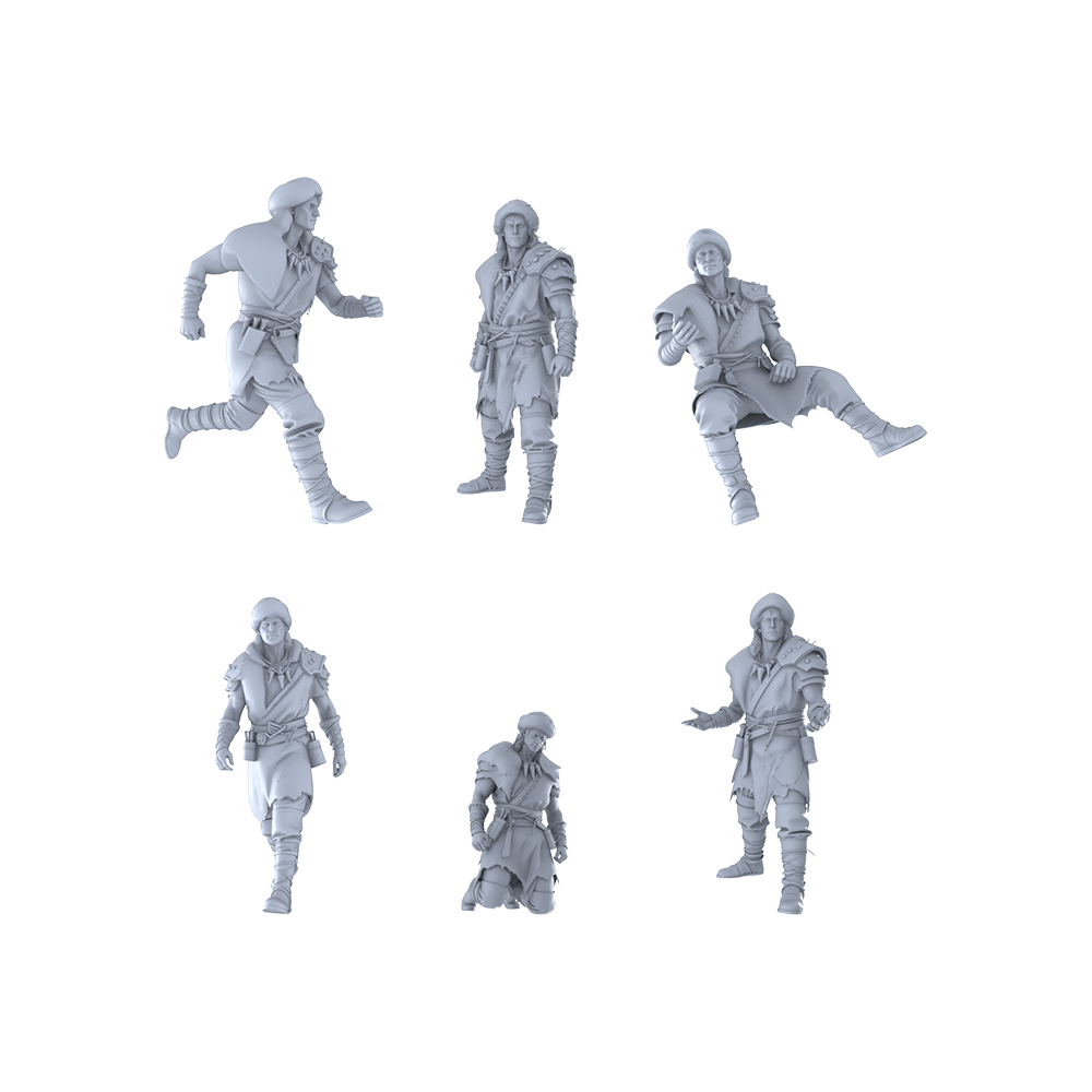MRY-SFW LYGR241 Historical Vikings Six-Man Group Basic Movements 3D Printed Resin Model Kit by SSMODEL