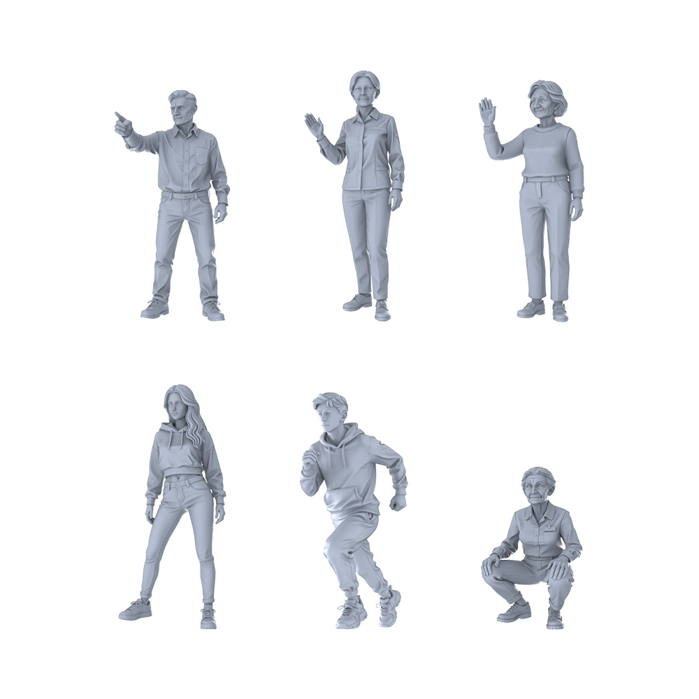 Yao's Studio LYTR279 Unpainted Miniature 6-Piece Urban Figures Set, Perfect for City Sandtable & Hobby Miniatures Diorama Resin Figures 3D Printed Resin Model Kit by SSMODEL