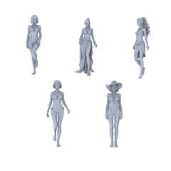 MRY-SFW LYTR734 Modern Beach Swimwear Female 5 pcs Miniature Car Diorama Figures Scene Props Accessories Resin 3D Printed Resin Model Kit by SSMODEL