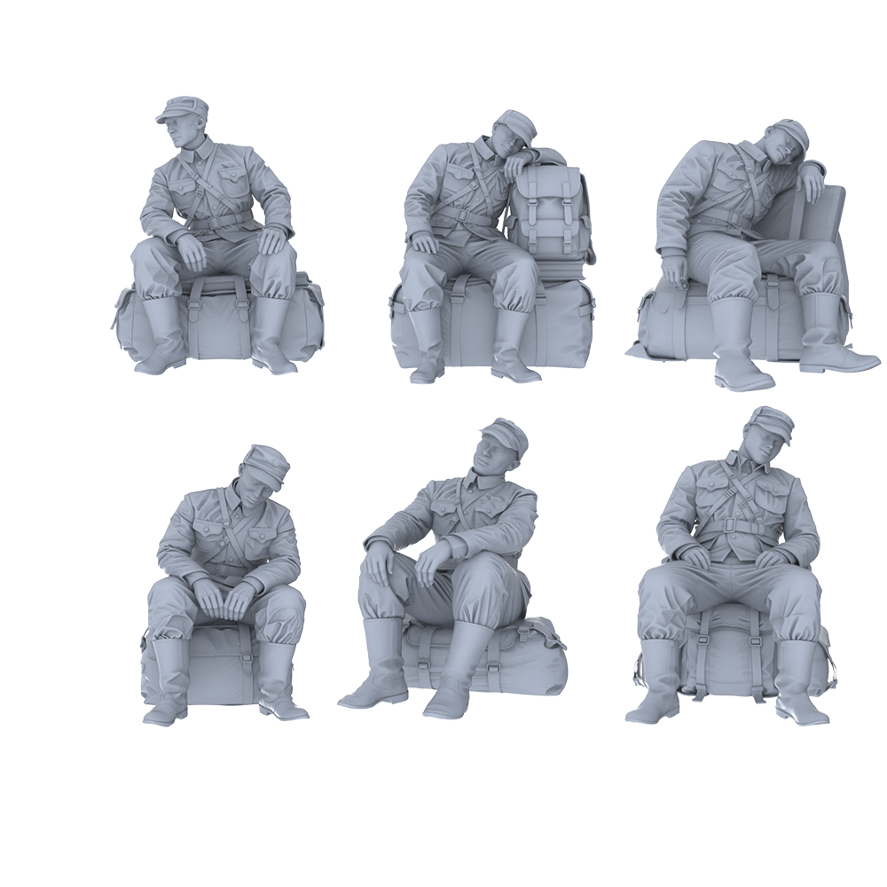 MRY-SFW LYGR550 Northeastern Army 2 Six-Person Rest Group 3D Printed Resin Model Kit by SSMODEL