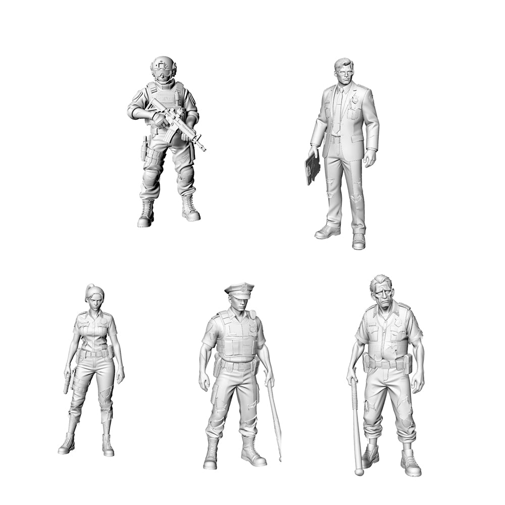 MRY-SFW LYGR324 3D Printed Post-Apocalyptic Police Station Survivors Set POLICE Style Wargame Miniatures 3D Printed Resin Model Kit by SSMODEL