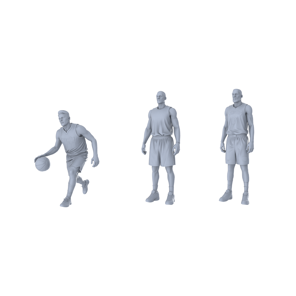 MRY-SFW LYTR497 Modern Basketball Players Offense Defense Group of 3 Miniature Car Diorama Figures Scene Props Accessories Resin 3D Printed Resin Model Kit by SSMODEL Main image