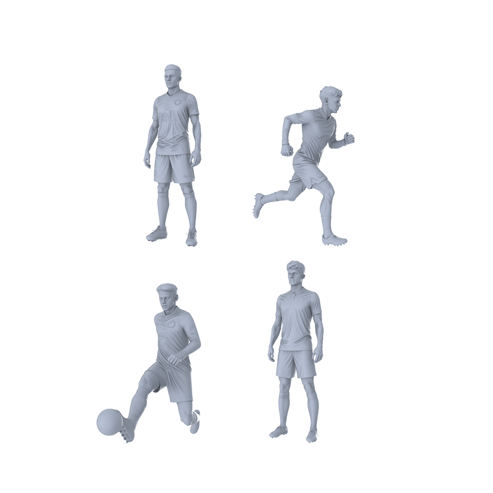 MRY-SFW LYTR500 Modern Soccer Players Dynamic Field Group of 4  Miniature Car Diorama Figures Scene Props Accessories Resin 3D Printed Resin Model Kit by SSMODEL
