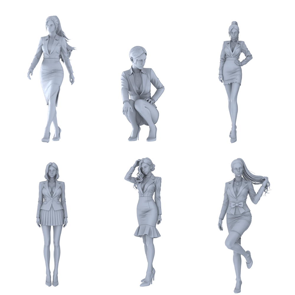 Detail view of MRY-SFW LYTR711 Modern Figure Professional Businesswoman Style 6 pcs Miniature Car Diorama Figures Scene Props Accessories Resin Model