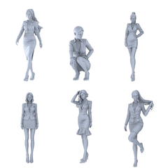 Detail view of MRY-SFW LYTR711 Modern Figure Professional Businesswoman Style 6 pcs Miniature Car Diorama Figures Scene Props Accessories Resin Model