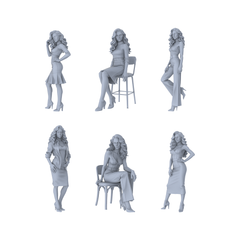 MRY-SFW LYTR511 Modern Urban Business Women Professional Group of 6 Miniature Car Diorama Figures Scene Props Accessories Resin 3D Printed Resin Model Kit by SSMODEL