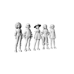 Yao's Studio LYTR068  Trendy Girls Group 3D Print Model Set, 5-Style Unpainted Figures, DIY Painting Kit 1set 3D Printed Resin Model Kit by SSMODEL