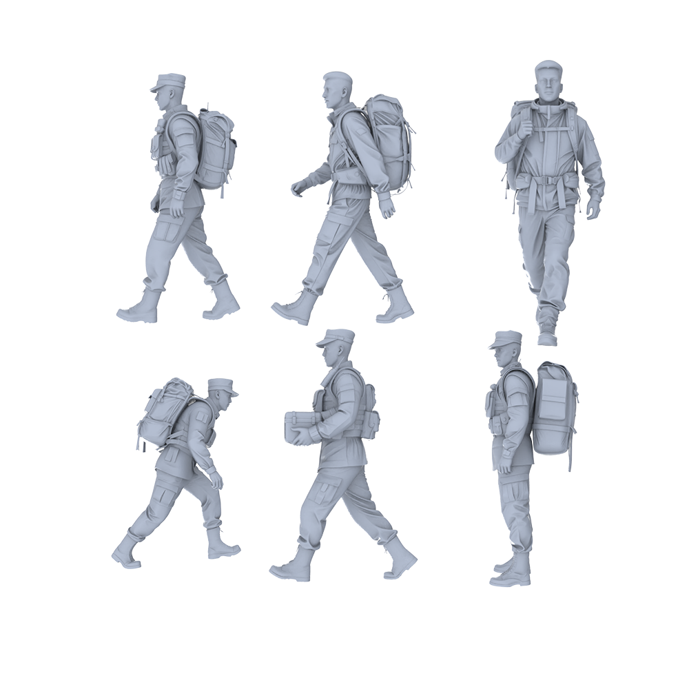 MRY-SFW LYGR521 Modern Armed Police Six-Person Carrying Group 3D Printed Resin Model Kit by SSMODEL