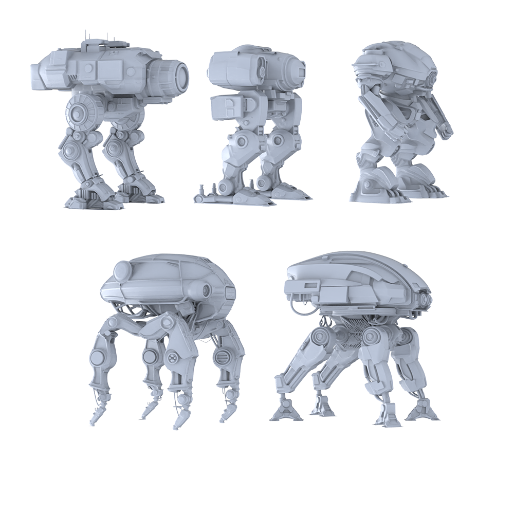 MRY-SFW LYGR481 Future Space Travelers Robot Five-Person Group 3D Printed Resin Model Kit by SSMODEL