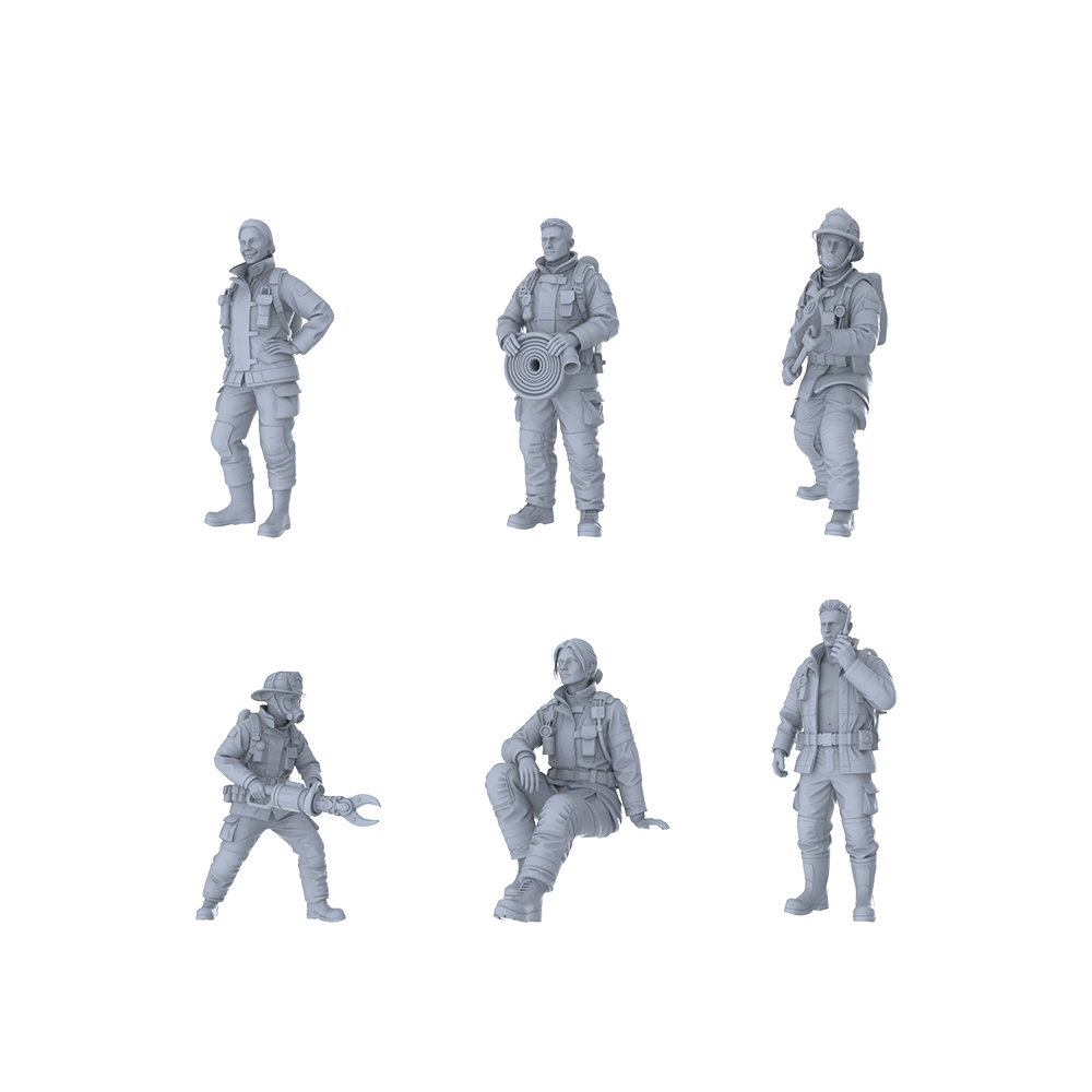 MRY-SFW LYTR438 Blaze Vanguard Hexad 6-Figure Set,  Firefighter Rescue, DIY Paintingation Miniature Car Diorama Figures Scene Props Accessories Resin 3D Printed Resin Model Kit by SSMODEL
