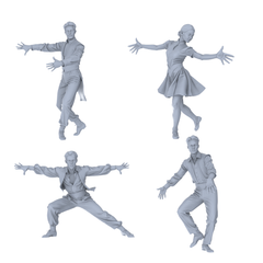 MRY-SFW LYTR761 Ballroom Dance Partner Figure 4 pcs Miniature Car Diorama Figures Scene Props Accessories Resin 3D Printed Resin Model Kit by SSMODEL