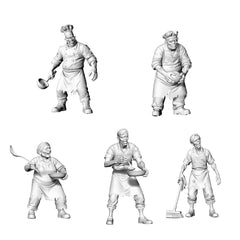 MRY-SFW LYGR321 3D Printed Canteen Staff Zombies Set - Cook, Baker, Server, Cleaner Unpainted Model Kit 3D Printed Resin Model Kit by SSMODEL