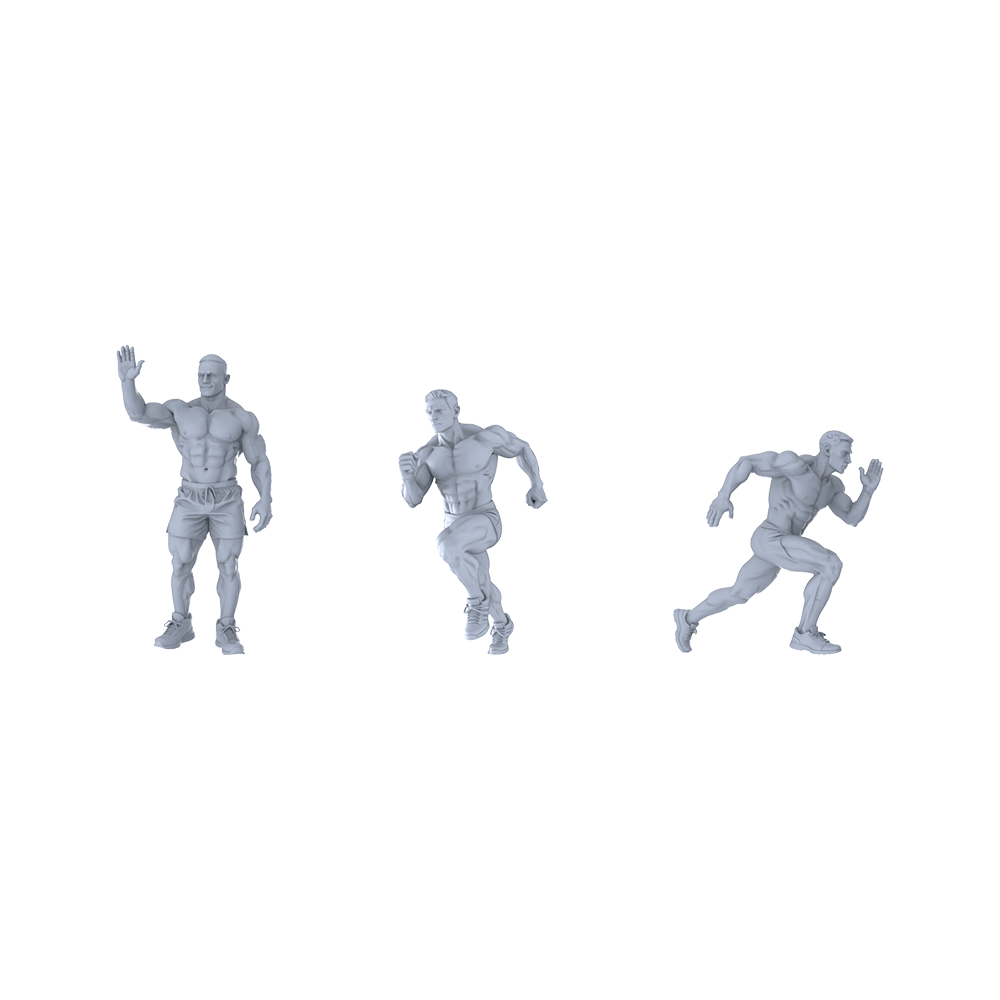 Yao's Studio LYTR315  Unpainted Fitness Athlete Miniatures 3-Pack | For Diorama & Hobby Painting Miniatures Diorama Resin Figures 3D Printed Resin Model Kit by SSMODEL