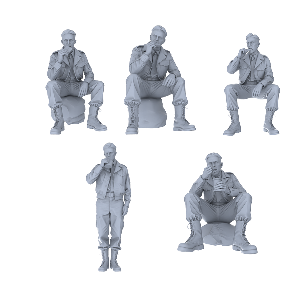 MRY-SFW LYGR505 WWII U.S. Army Five-Person Dining Group 3D Printed Resin Model Kit by SSMODEL