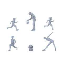Yao's Studio LYTR174 Unpainted Resin Miniature Figure & Animal Scene 6-Piece Set, Active Daily Life Themed Models for Diorama, Painting & Display Miniatures Diorama Resin Figures 3D Printed Resin Model Kit by SSMODEL