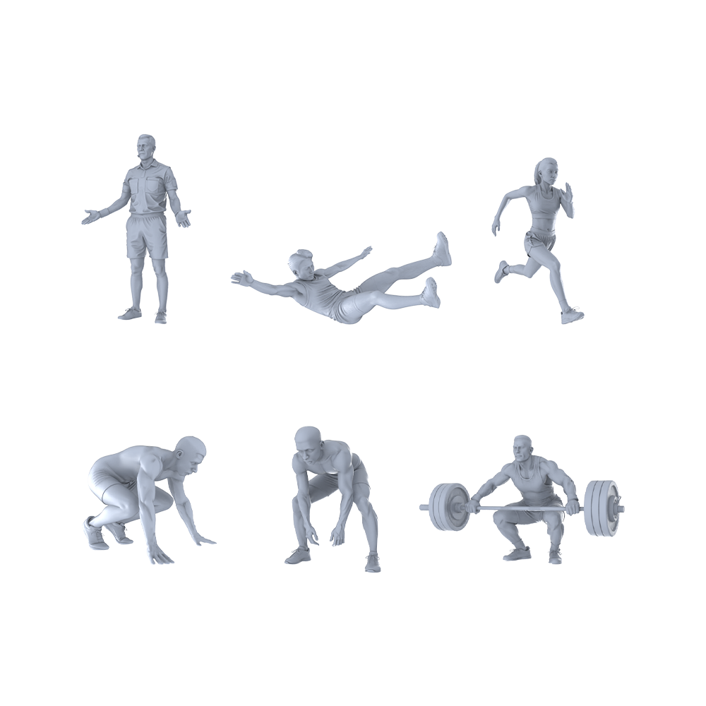 MRY-SFW LYTR364  Competitive Sports Hexad 6-Figure Set,  Athletic, DIY Paintingation Miniature Car Diorama Figures Scene Props Accessories Resin 3D Printed Resin Model Kit by SSMODEL