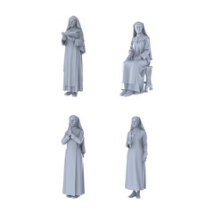 MRY-SFW LYTR440 Sacred Heart Nuns Quartet 4-Figure Set,  Religious Devotion, DIY Paintingation Miniature Car Diorama Figures Scene Props Accessories Resin 3D Printed Resin Model Kit by SSMODEL