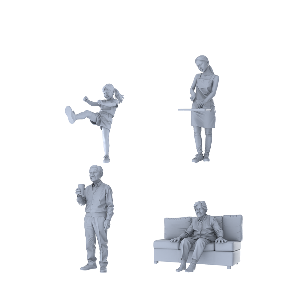 MRY-SFW LYTR431 Daily Family Moments Quartet 4-Figure Set,  Home Life, DIY Paintingation Miniature Car Diorama Figures Scene Props Accessories Resin 3D Printed Resin Model Kit by SSMODEL