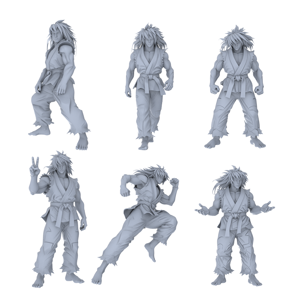 MRY-SFW LYGR458 Modern Kung Fu Muscular Men Six-Person Daily Routine 3D Printed Resin Model Kit by SSMODEL
