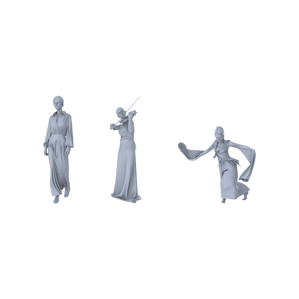 MRY-SFW LYTR460 Modern Urban Women in Art Lifestyle Trio 3-Piece Set Blending Contemporary Fashion, Musical Performance Dynamic Dance, Ideal Art Gallery Displays, Theaters and Multi-Costume Painting Projects 3D Printed Resin Model Kit by SSMODEL