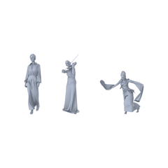 MRY-SFW LYTR460 Modern Urban Women in Art Lifestyle Trio 3-Piece Set Blending Contemporary Fashion, Musical Performance Dynamic Dance, Ideal Art Gallery Displays, Theaters and Multi-Costume Painting Projects 3D Printed Resin Model Kit by SSMODEL