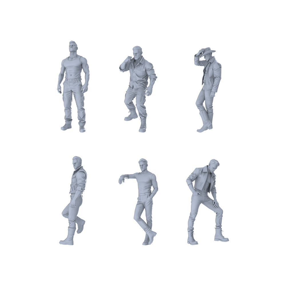MRY-SFW LYTR523F Modern Tough Guy Style Workwear Standing Male Single 3D Printed Resin Model Kit by SSMODEL