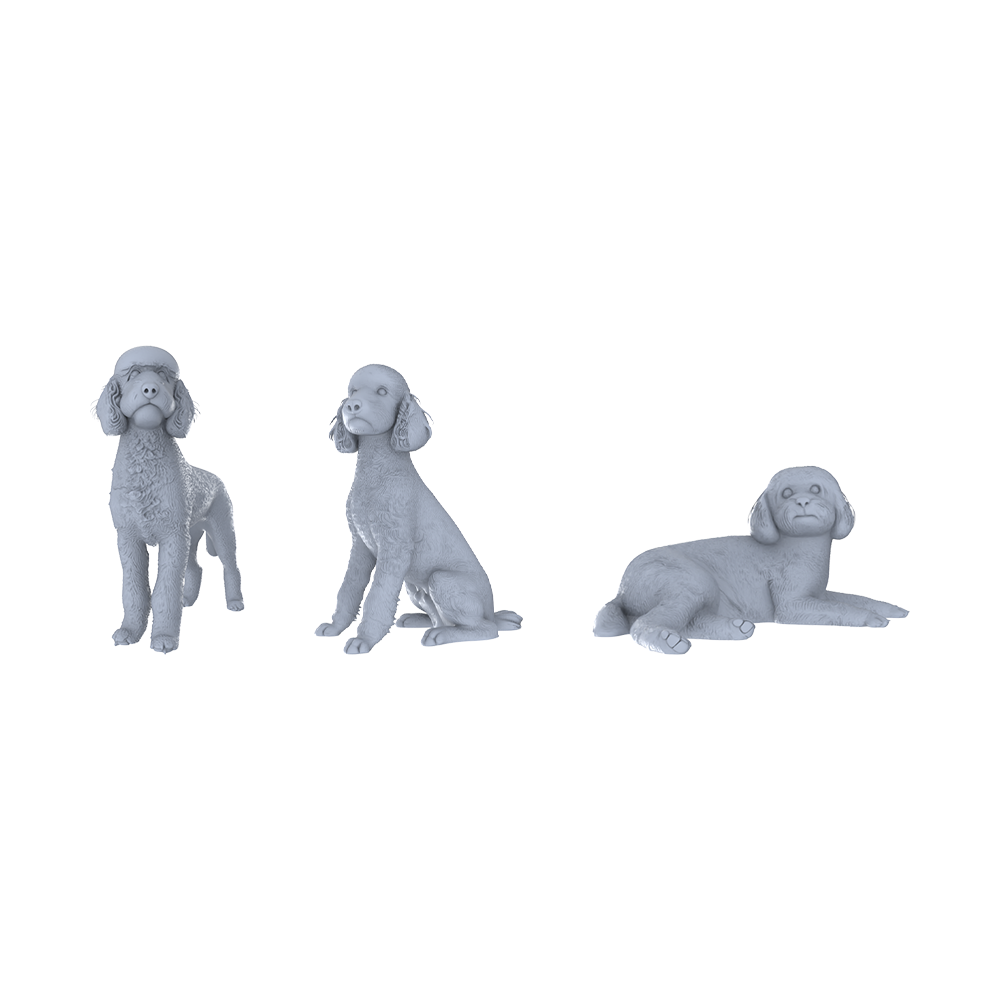 MRY-SFW LYTR532 Modern Poodles Pose Group of 3 Miniature Car Diorama Figures Scene Props Accessories Resin 3D Printed Resin Model Kit by SSMODEL