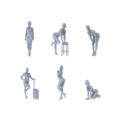 MRY-SFW LYTR287E Modern Professional Flight Attendant Female Single with Suitcase 1pc 3D Printed Resin Model Kit by SSMODEL