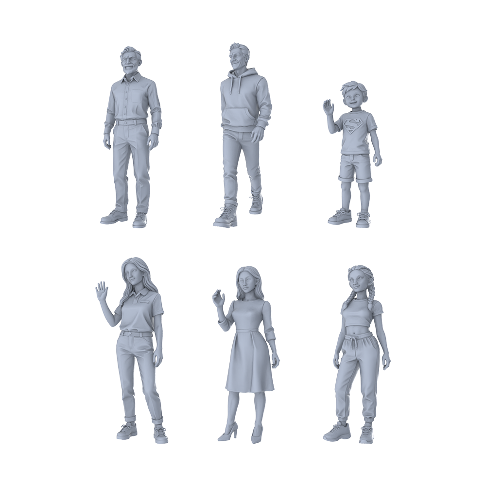MRY-SFW LYTR387 Family 6-Pack, Ideal Life Scenes,s Painting Miniature Car Diorama Figures Scene Props Accessories Resin 3D Printed Resin Model Kit by SSMODEL