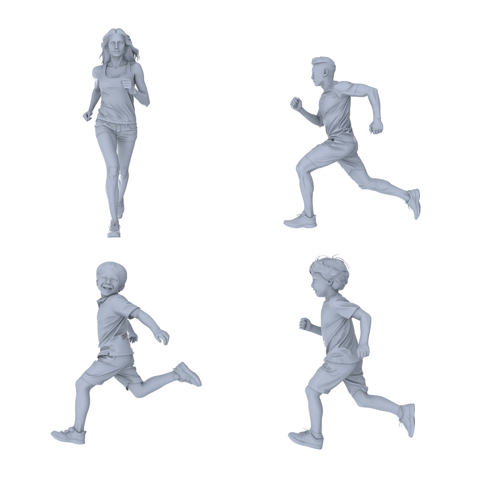 MRY-SFW LYTR718 Modern Running Sports Figure 4 pcs Miniature Car Diorama Figures Scene Props Accessories Resin 3D Printed Resin Model Kit by SSMODEL
