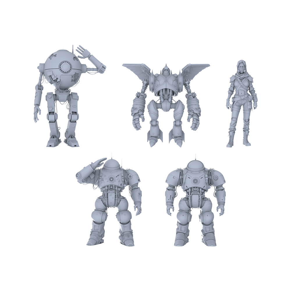 MRY-SFW LYGR132 Wasteland Style Doomsday Robot Salute Motion Game Theme Wargame Resin White Model Wargame Miniature Soldier Scene Character Hand Figure Hand Painted 3D Printed Resin Model Kit by SSMODEL