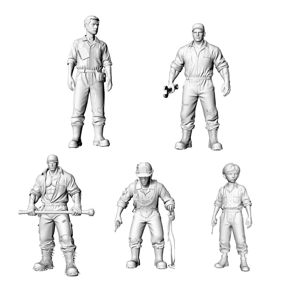MRY-SFW LYGR322 3D Printed Post-Apocalyptic Wasteland Auto Repair Survivors Set Wargame Miniatures 3D Printed Resin Model Kit by SSMODEL