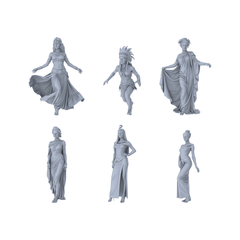 MRY-SFW LYTR562 Ancient Exotic Style Women Pose Group of 6 Miniature Car Diorama Figures Scene Props Accessories Resin 3D Printed Resin Model Kit by SSMODEL