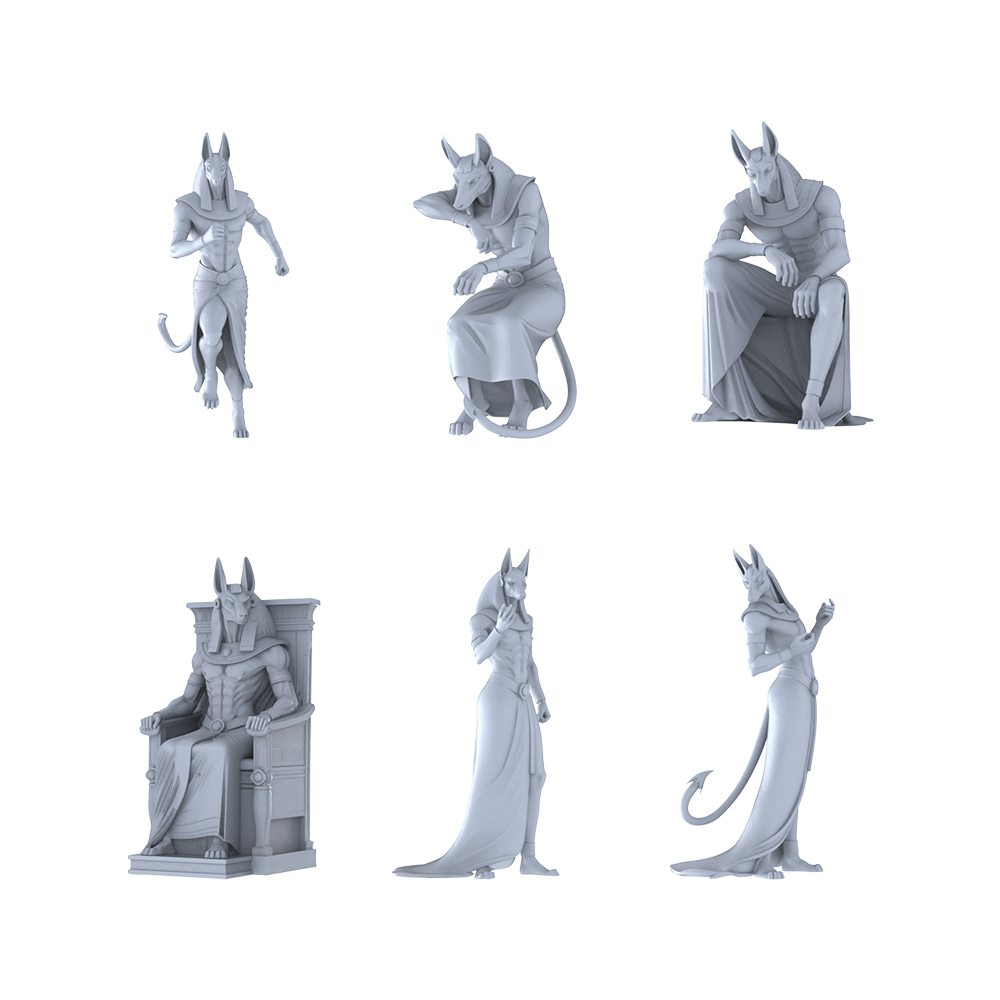 MRY-SFW LYGR346 Ancient Egyptian Six Gods Daily Actions 3 3D Printed Resin Model Kit by SSMODEL