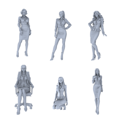 MRY-SFW LYTR707 Modern Figure Female Executive Business Pose 6 pcs Miniature Car Diorama Figures Scene Props Accessories Resin 3D Printed Resin Model Kit by SSMODEL